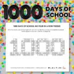1000 days of school no four in a row puzzle for 5th grade celebration.