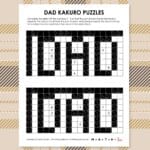 dad kakuro logic puzzles for father's day.