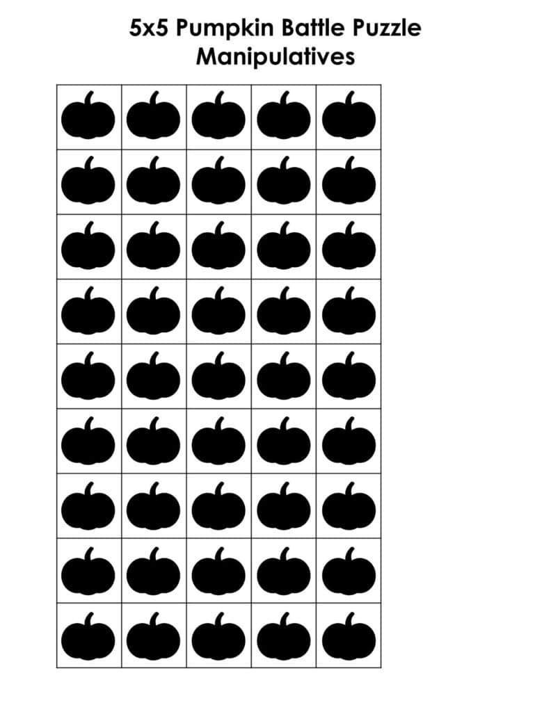 pumpkin manipulative pieces for pumpkin battle logic puzzles.