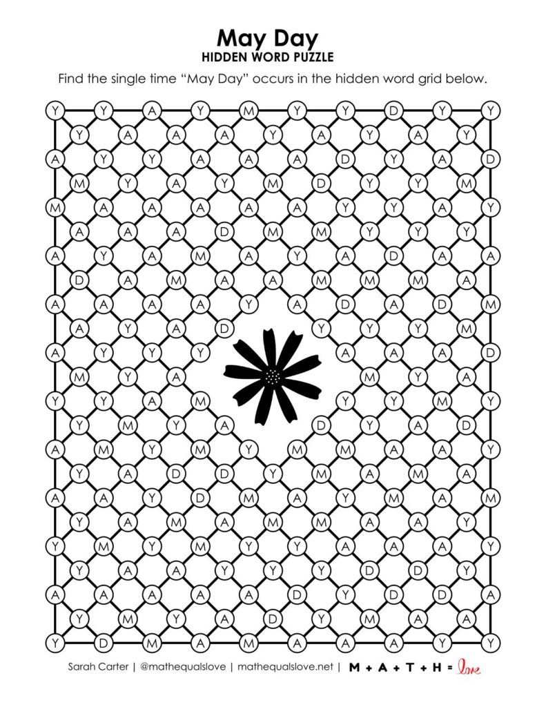 screenshot of may day hidden word puzzle.