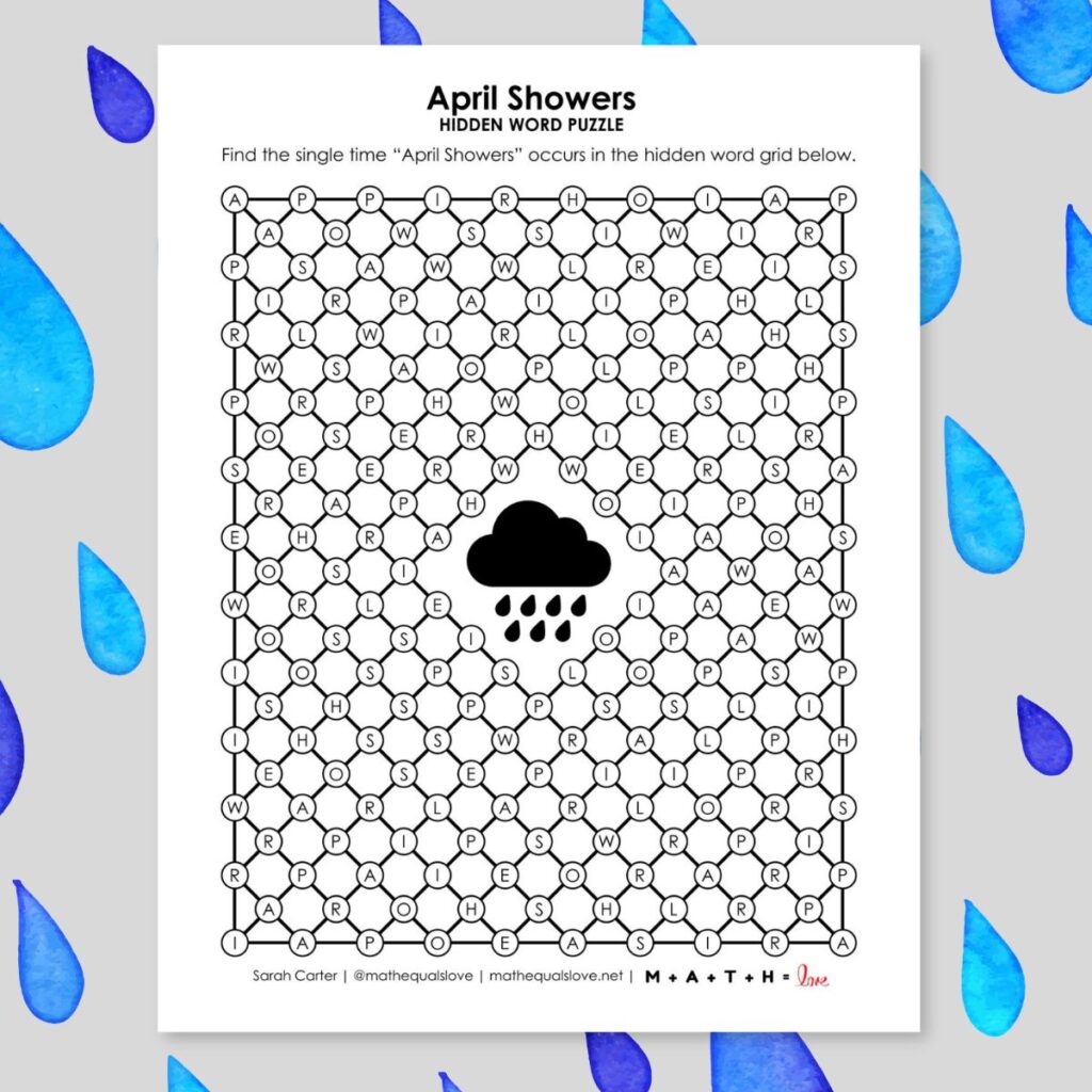 april showers hidden word puzzle.