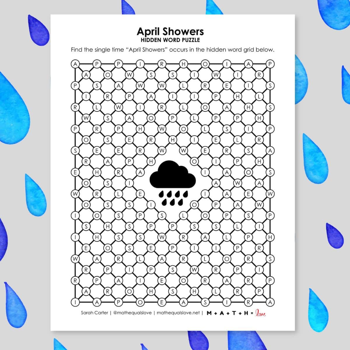 april showers hidden word puzzle.