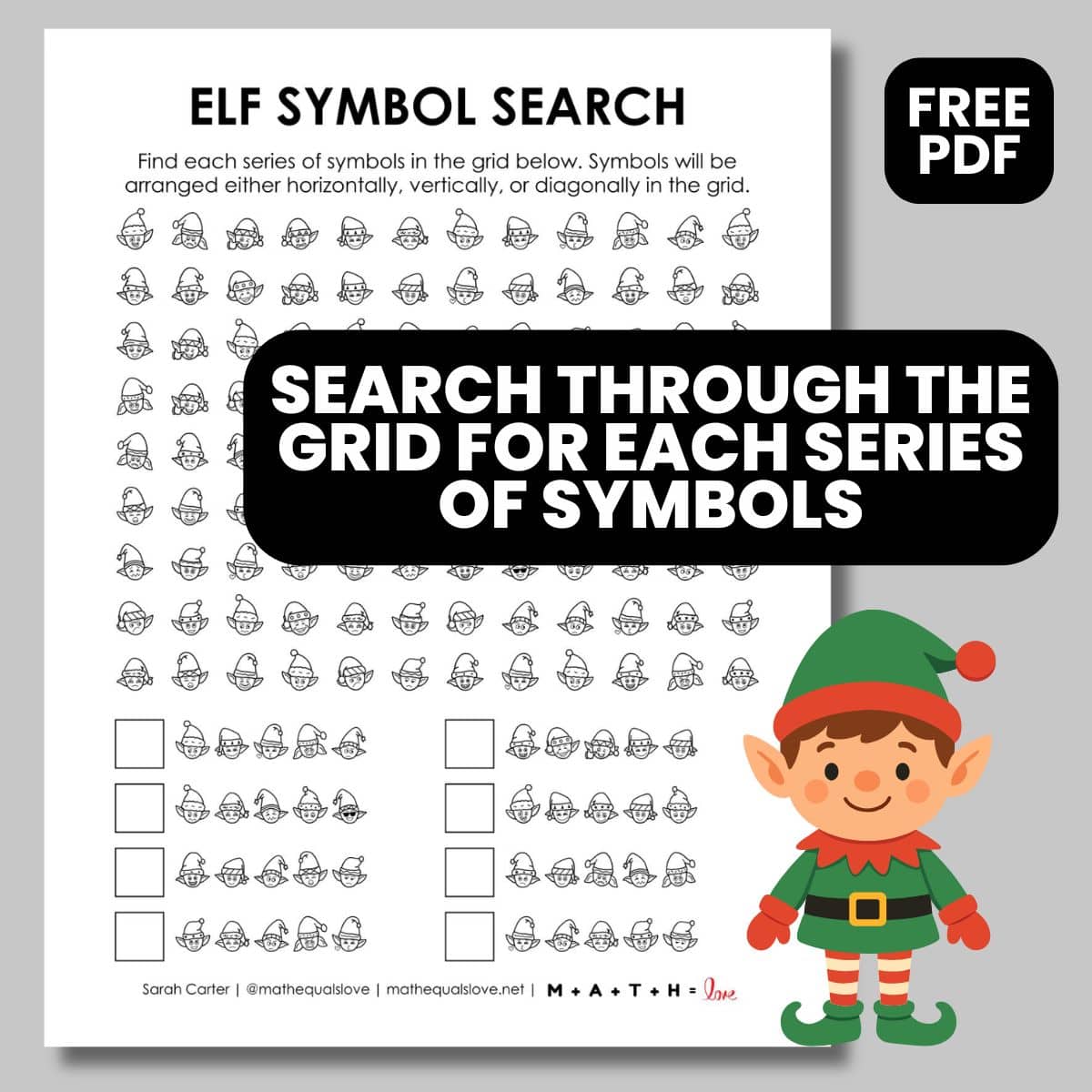 elf symbol search puzzle for christmas.