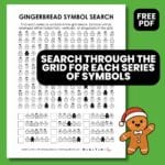 gingerbread man symbol search puzzle for christmas.