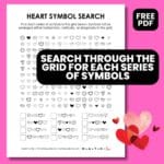 heart symbol search puzzle for valentine's day.