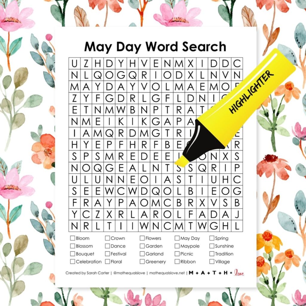 may day word search puzzle.