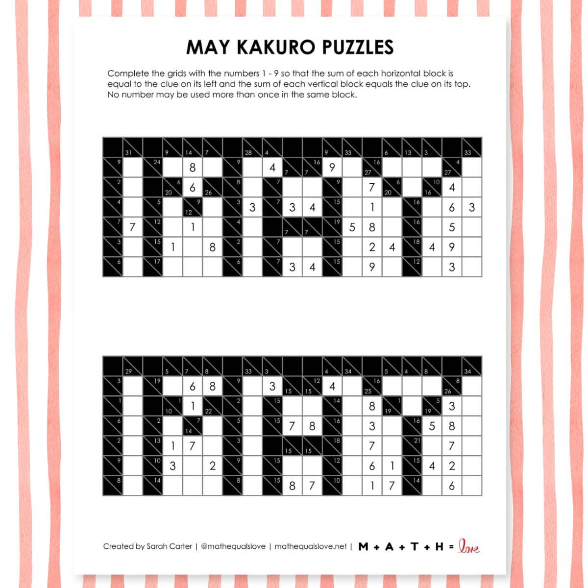 may kakuro puzzles free pdf.