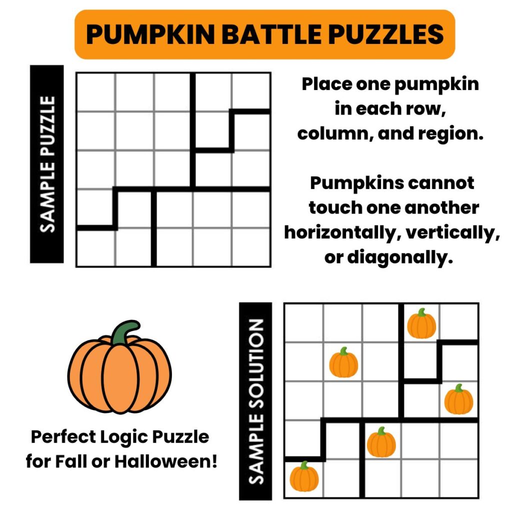 pumpkin battle logic puzzle instructions.