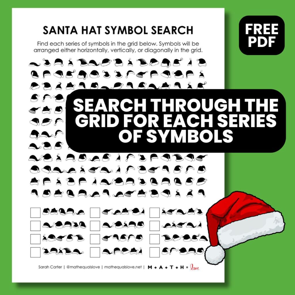 santa hat christmas search puzzle.