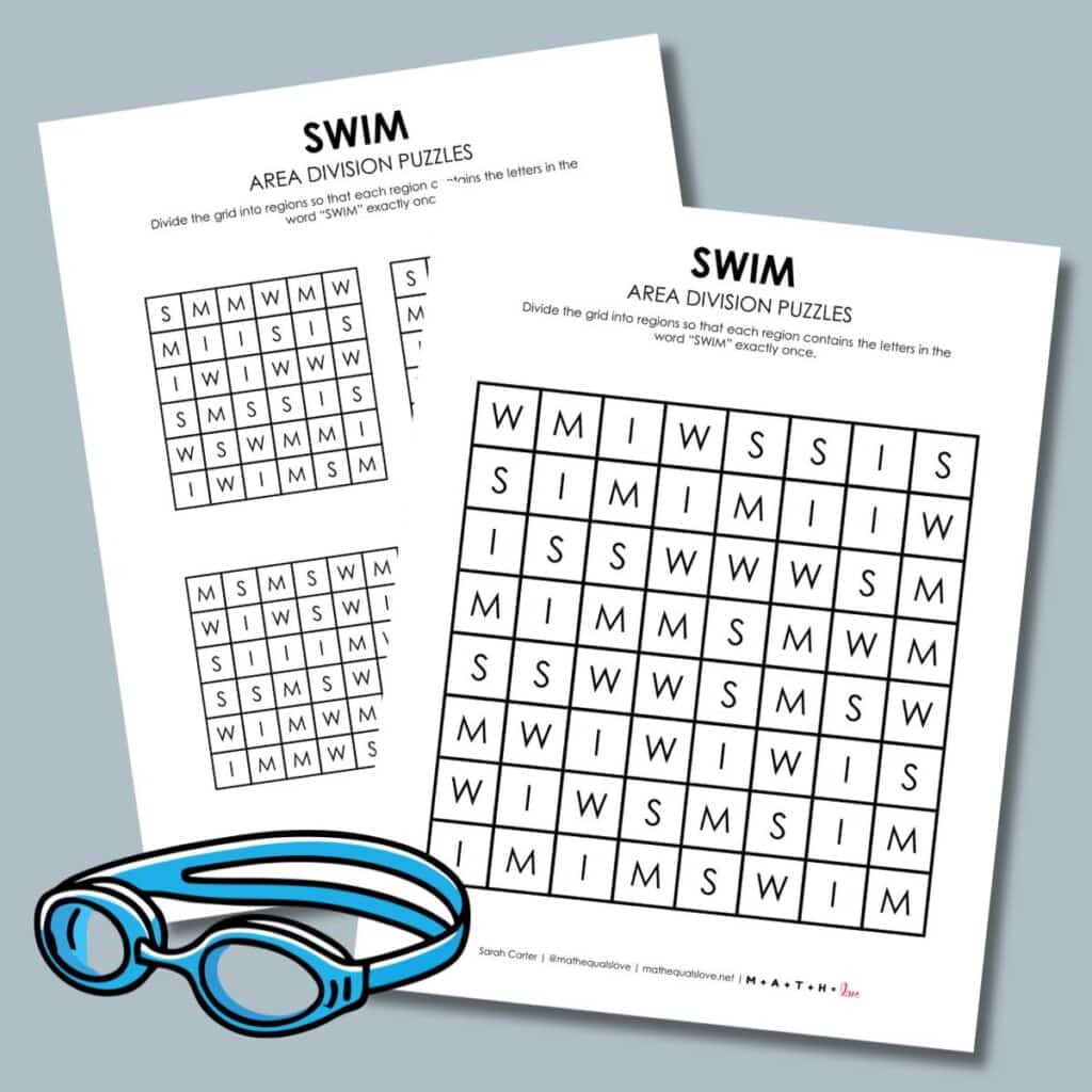 swim area division logic puzzles.