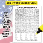 usa state capitals word search quiz puzzle.