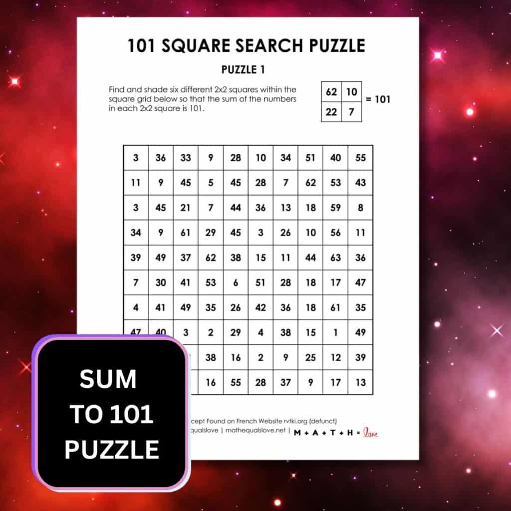 101 square search puzzles.