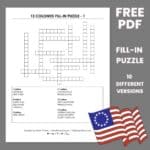 13 colonies fill in puzzle worksheet.