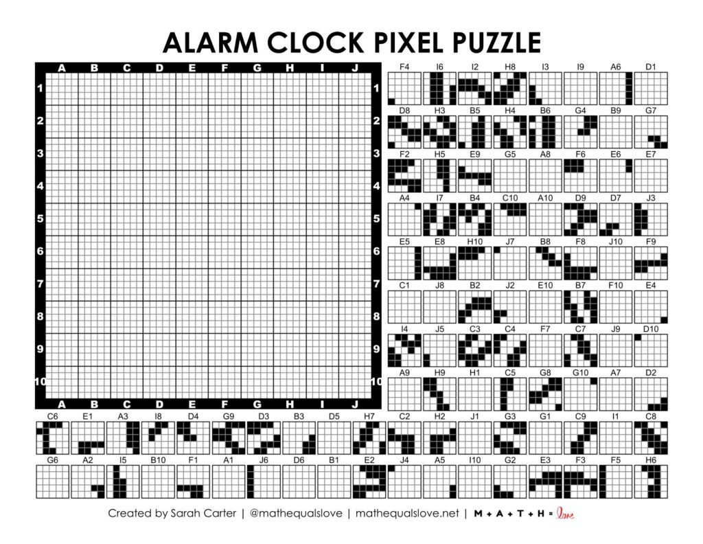 screenshot of alarm clock pixel puzzle.