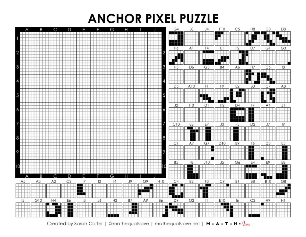 screenshot of anchor pixel puzzle activity.