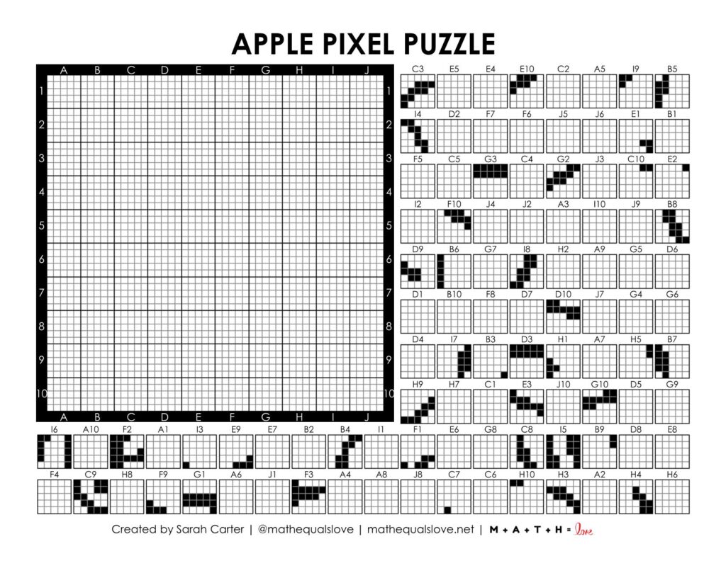 screenshot of apple pixel puzzle activity.
