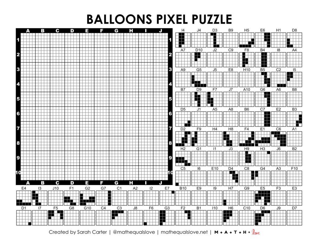 screenshot of balloons pixel puzzle.
