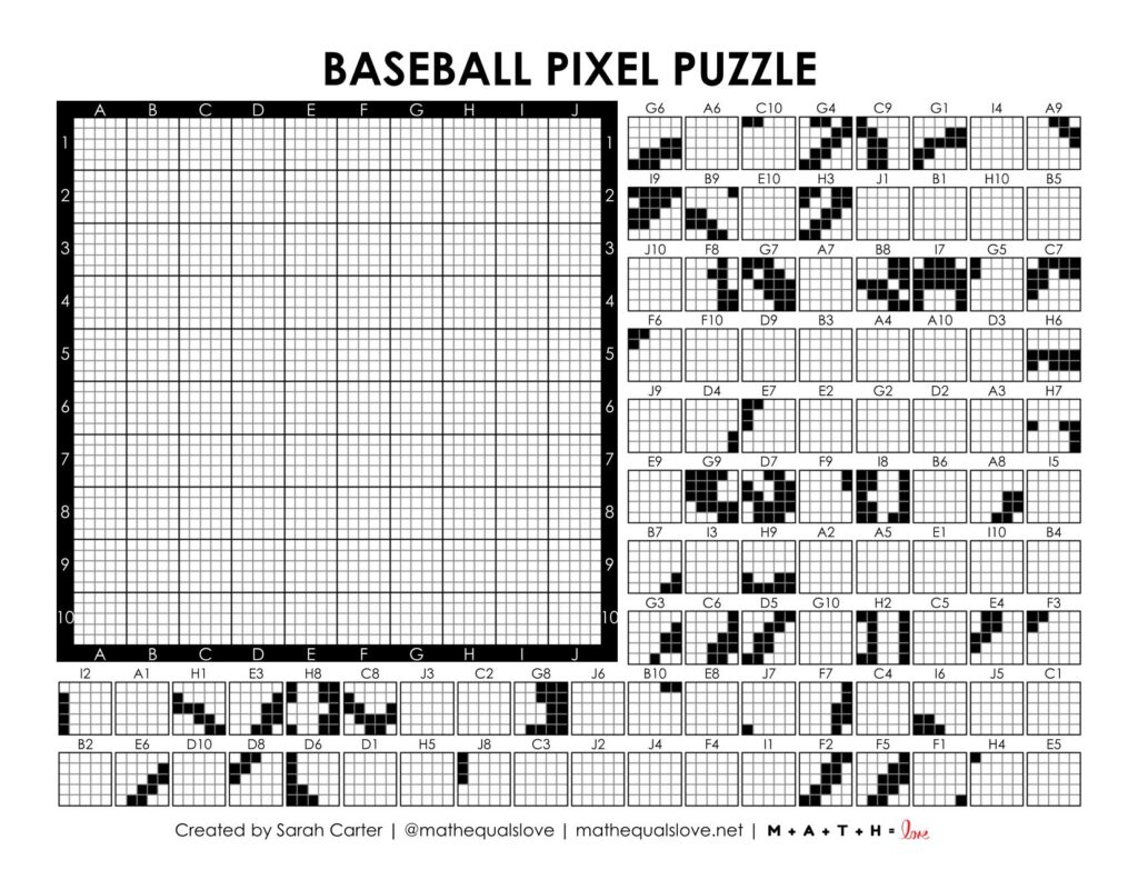 screenshot of baseball pixel puzzle.