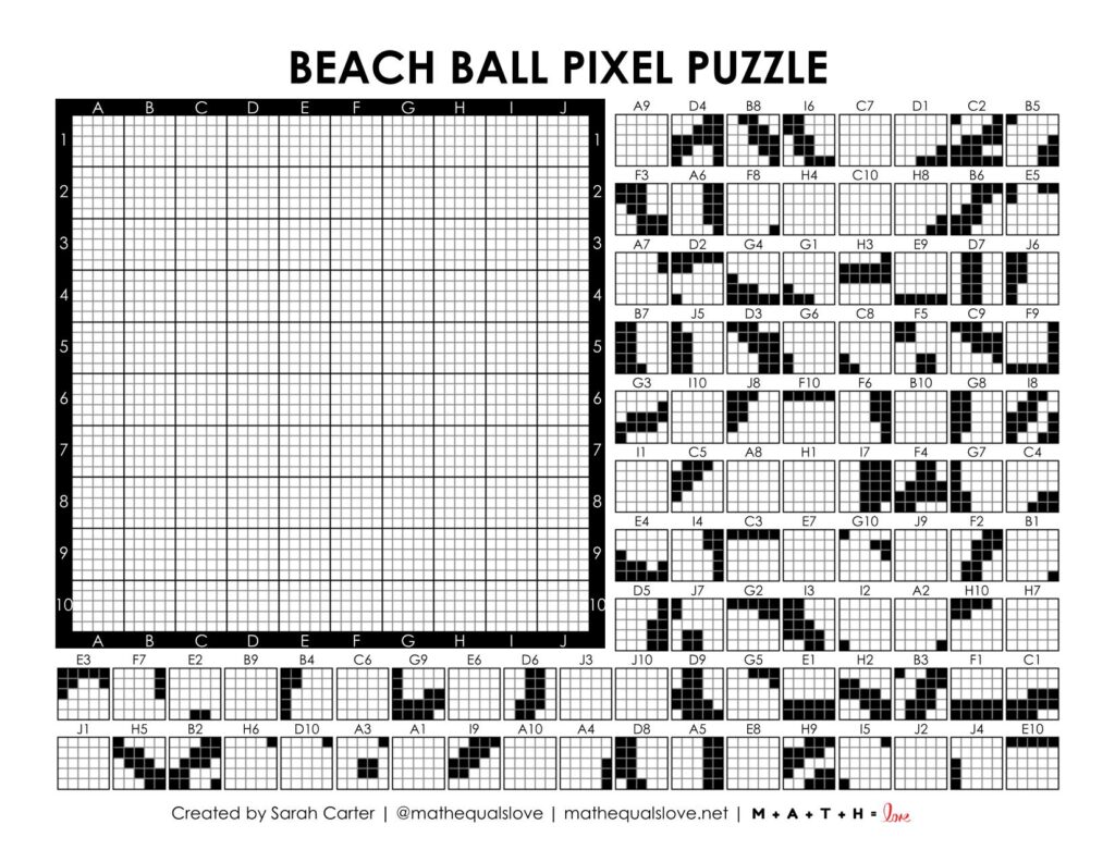screenshot of beach ball pixel puzzle.