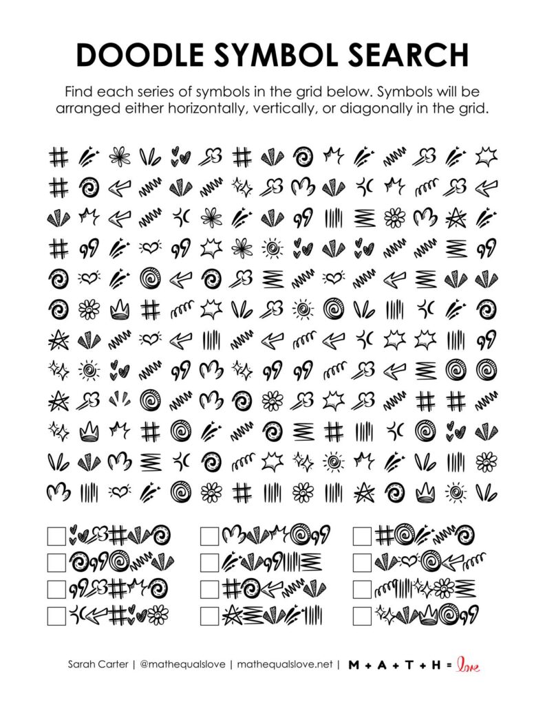 doodle symbol search puzzle screenshot.