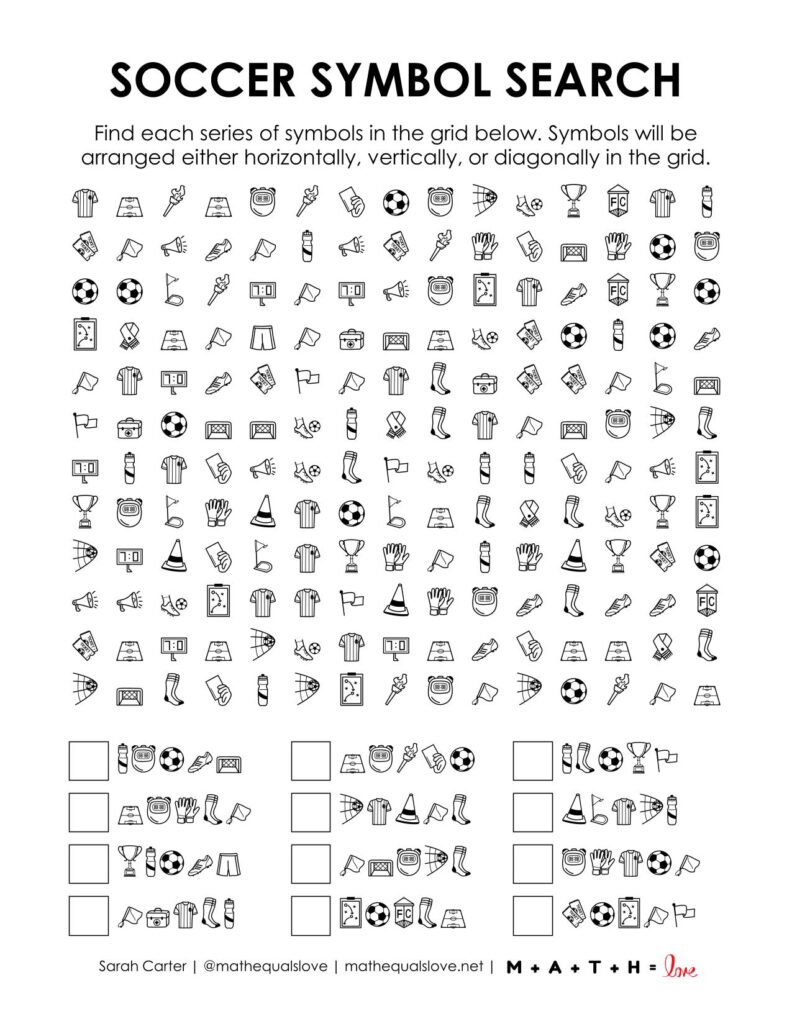 screenshot of soccer symbol search puzzle.