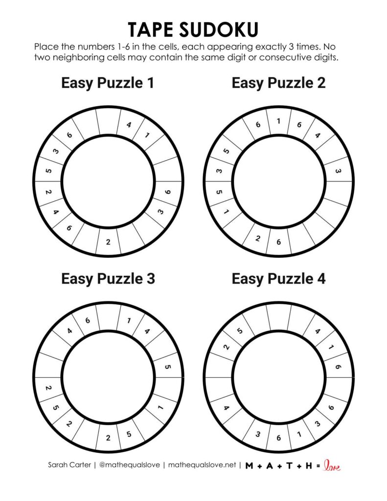 tape sudoku puzzles - level easy.