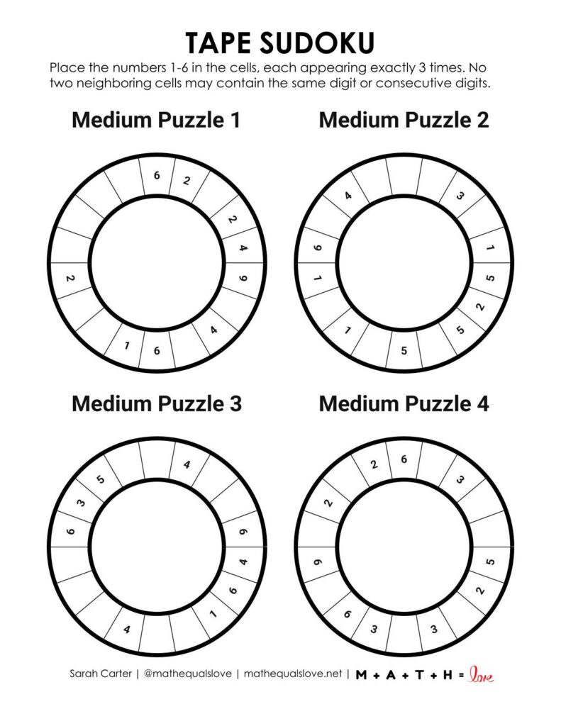 tape sudoku puzzles level medium.