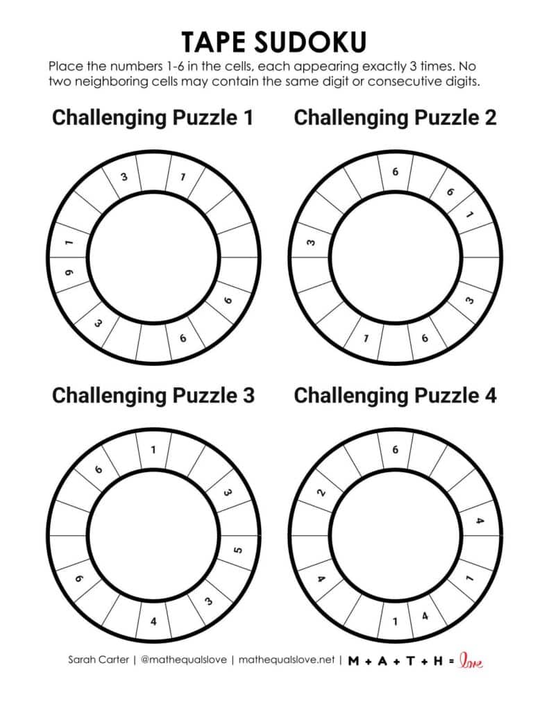 tape sudoku puzzles level challenging.