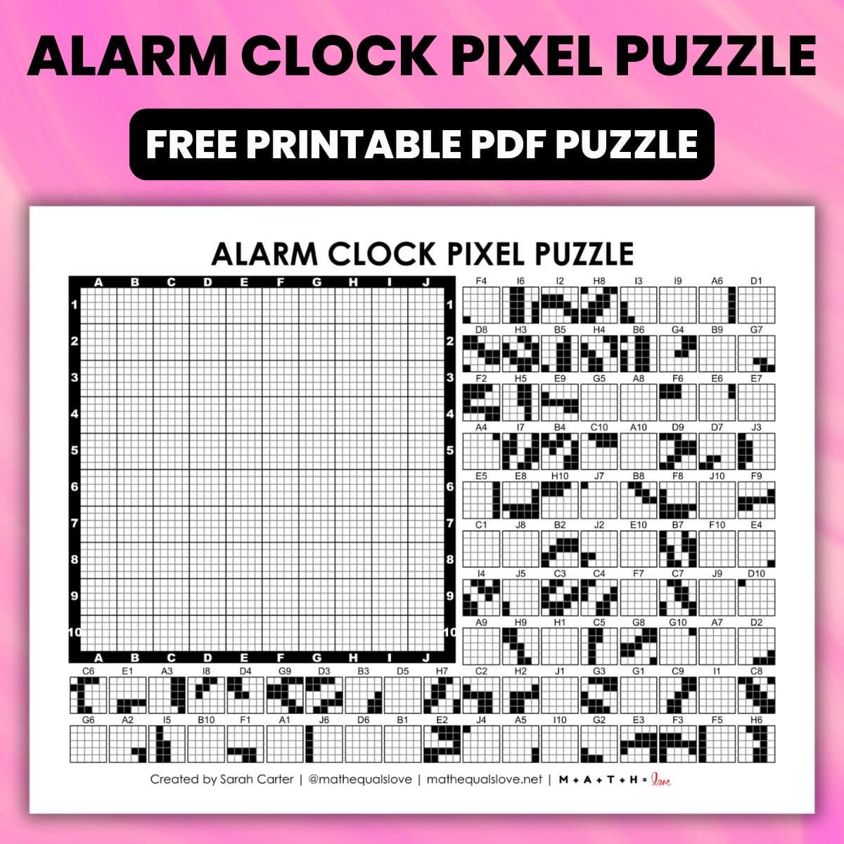 alarm clock pixel puzzle activity pdf.
