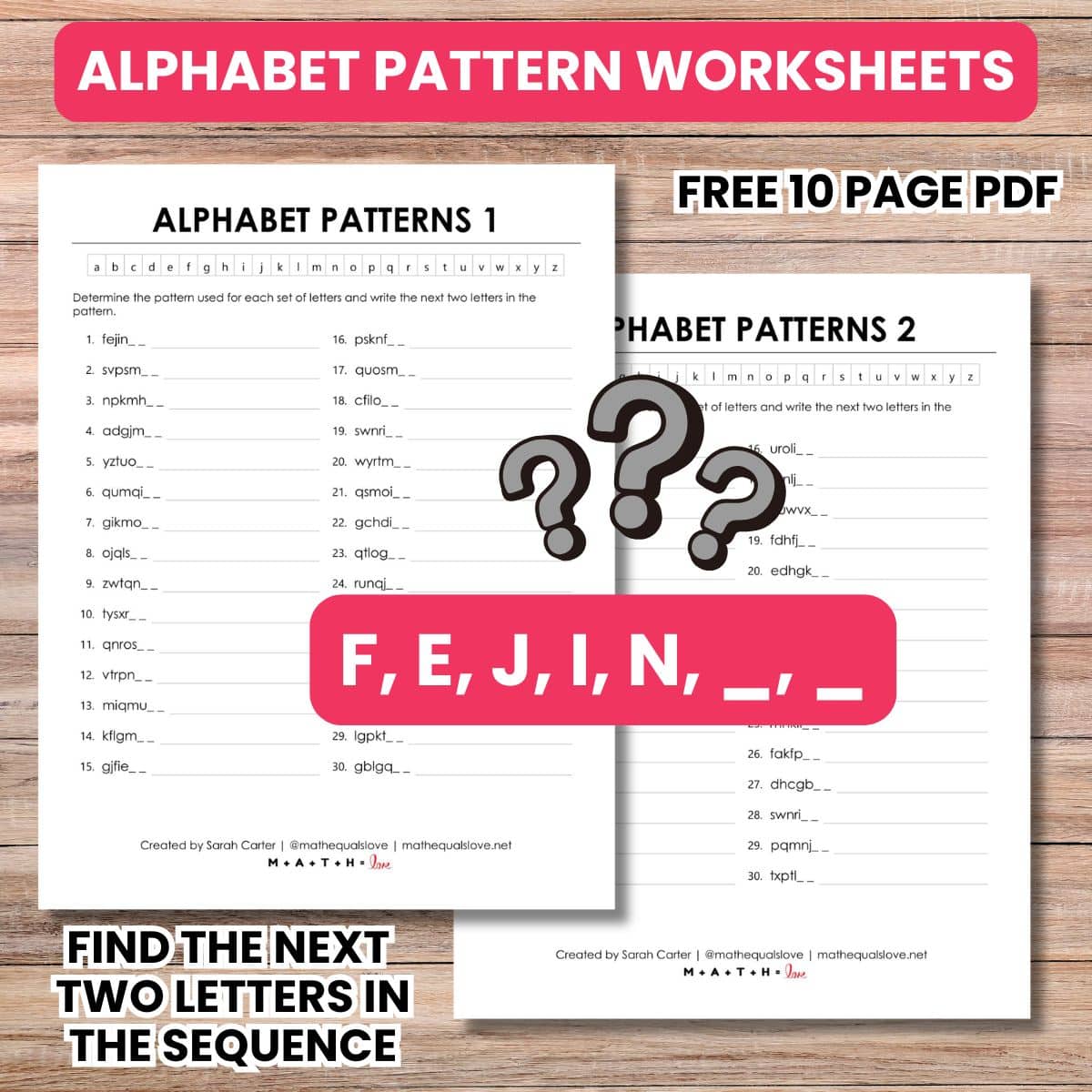 Alphabet Patterns Worksheet Collection | Math = Love
