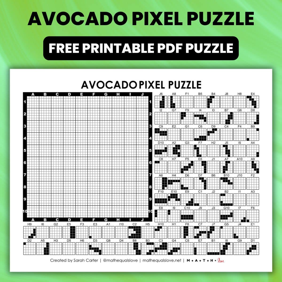 avocado pixel puzzle activity.