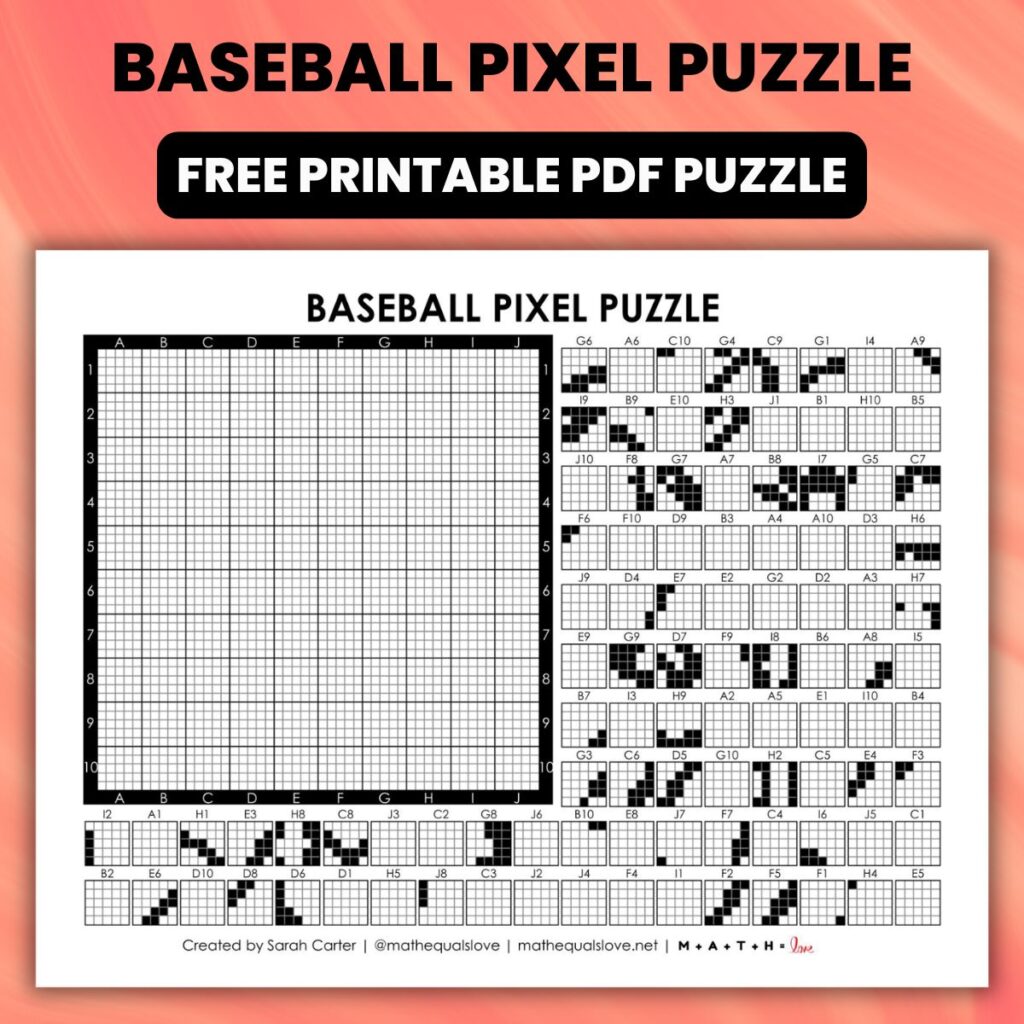 baseball pixel puzzle activity.