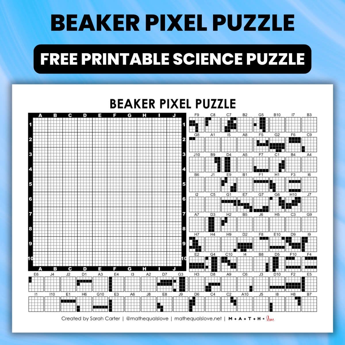 beaker pixel puzzle science worksheet activity.