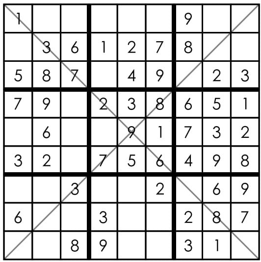 example of diagonal sudoku puzzle.
