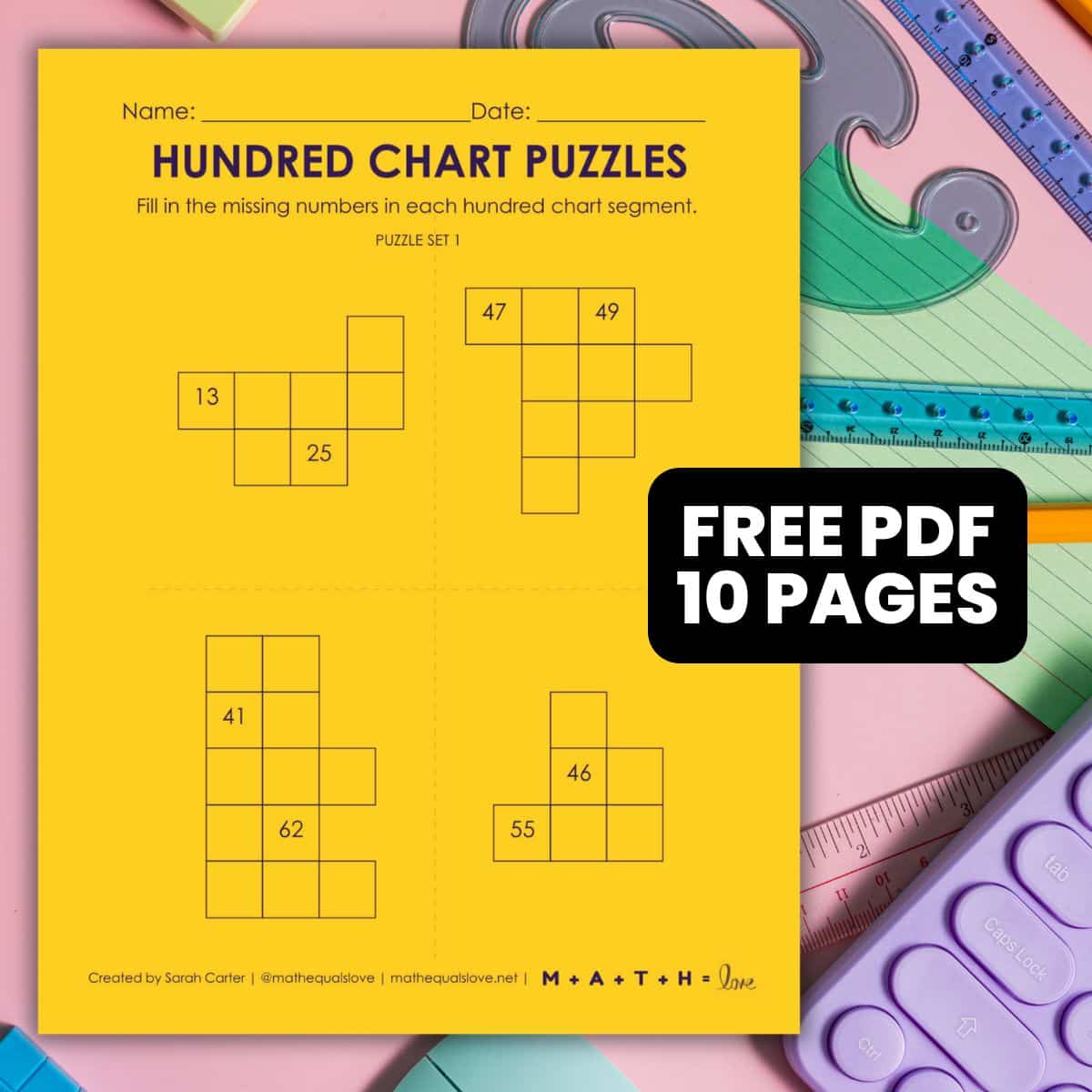 hundred chart puzzles worksheet free printable pdf.