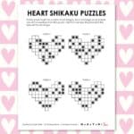 heart shaped shikaku puzzles for valentines day.