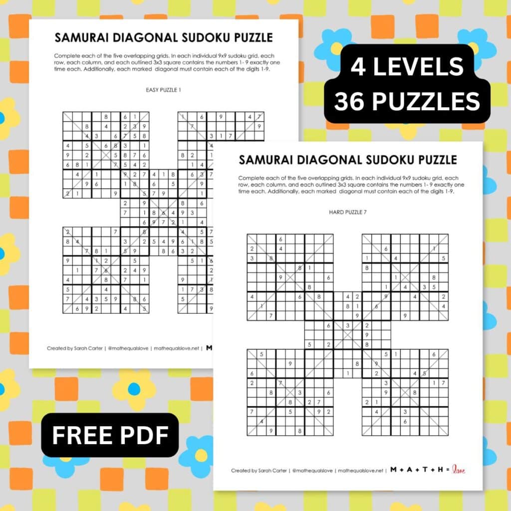samurai diagonal sudoku puzzles in 4 levels pdf.