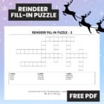 santa's reindeer christmas fill-in puzzle.