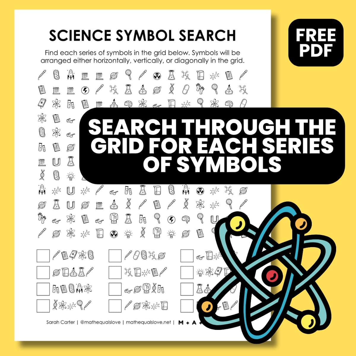 science symbol search puzzle.