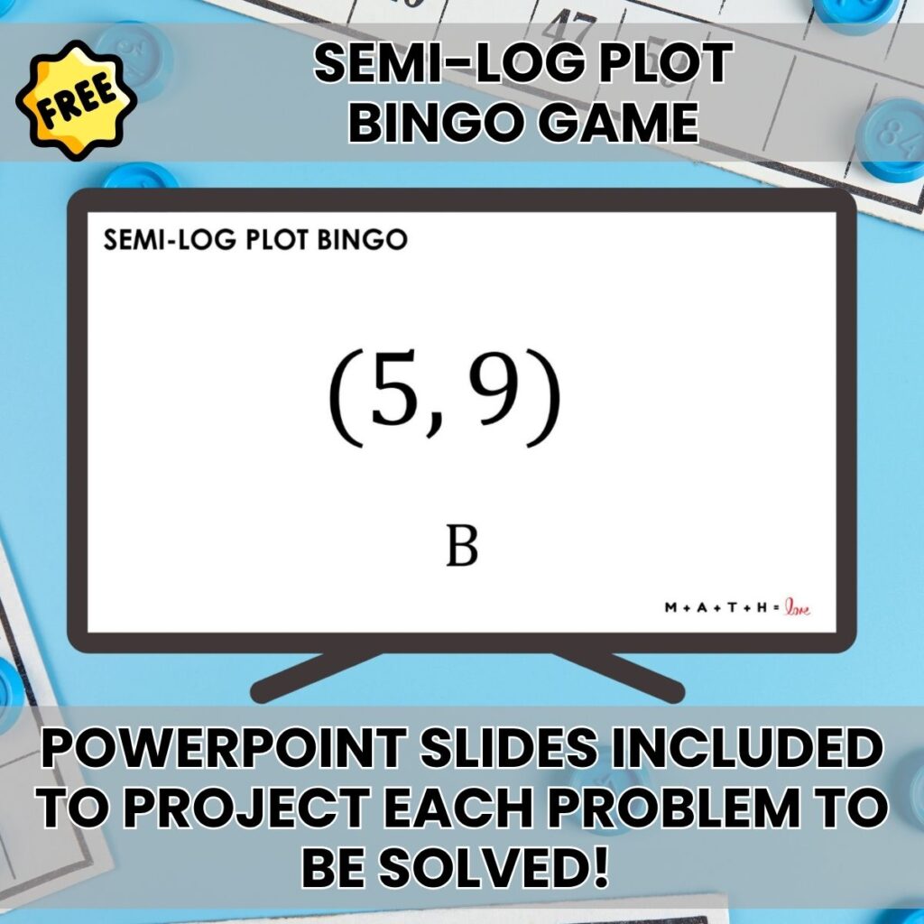 semi-log plot bingo game slides.