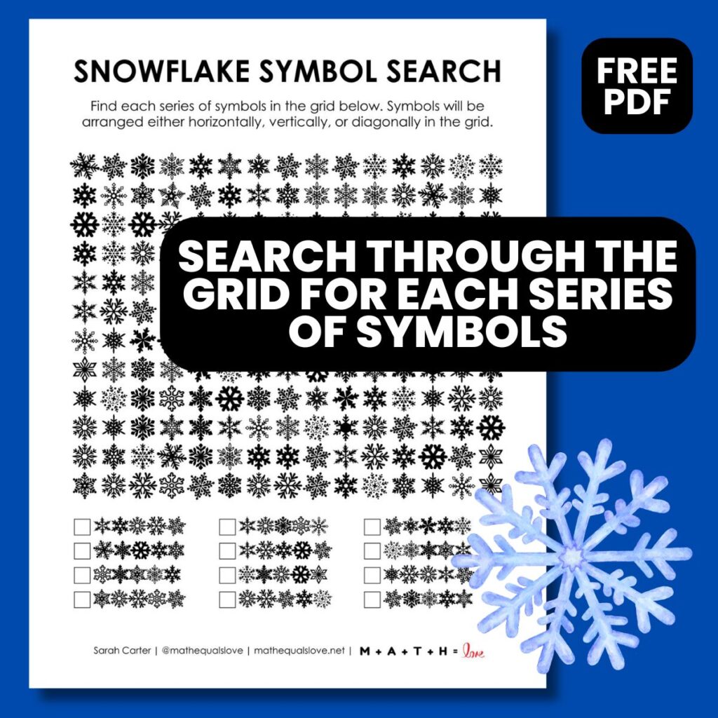 snowflake winter symbol search puzzle.