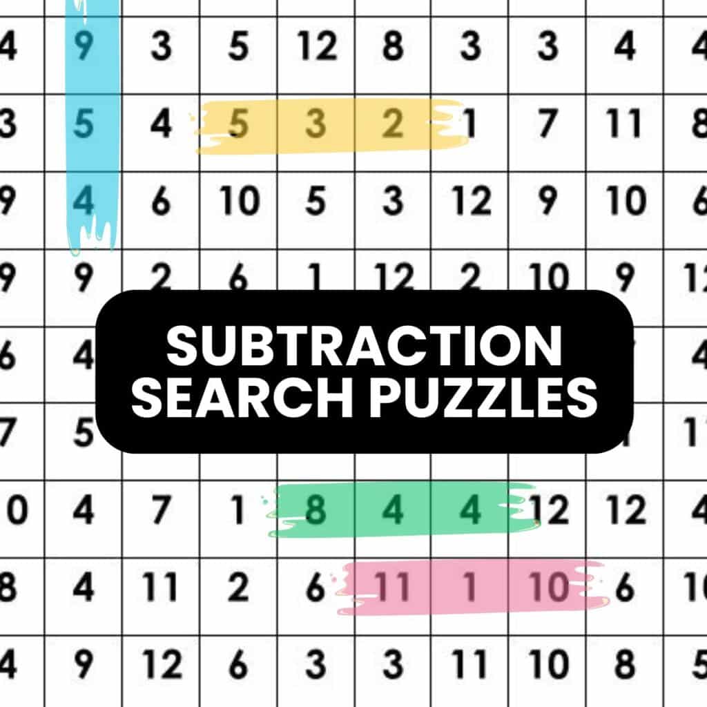 subtraction search puzzles.