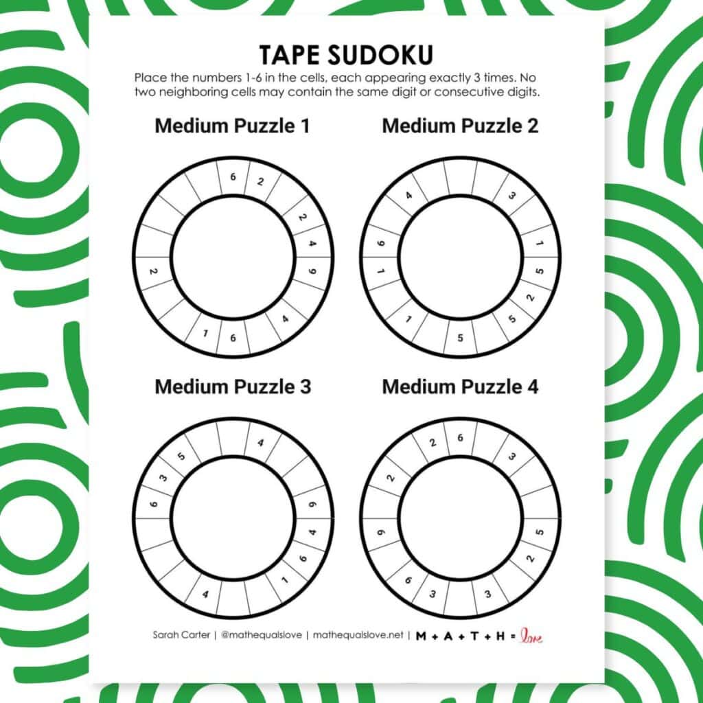 tape sudoku puzzles.