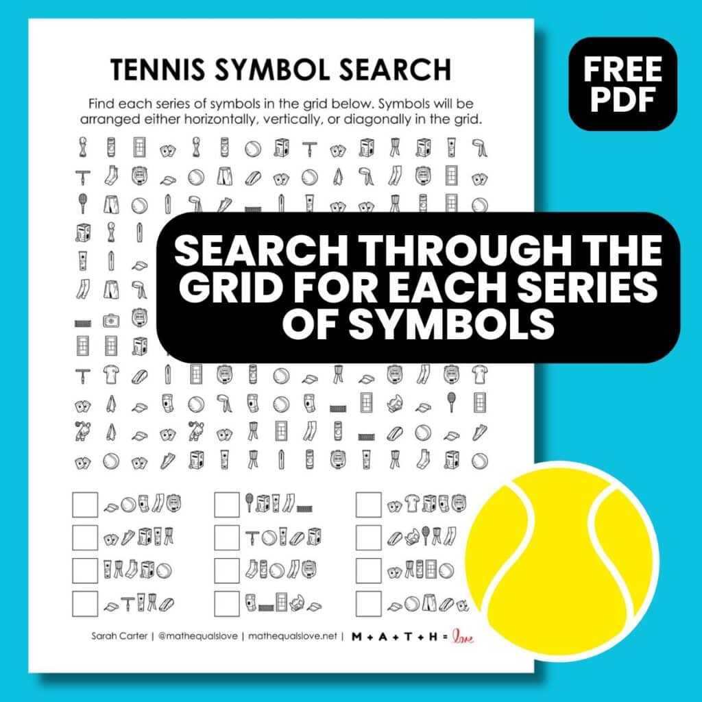 tennis symbol search puzzle.