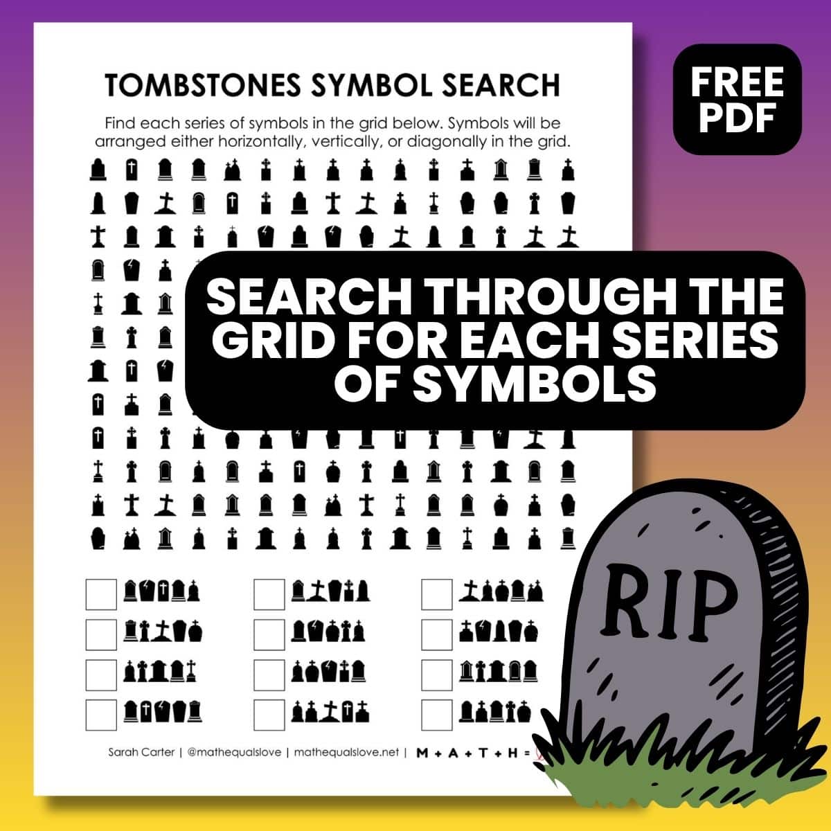 tombstones symbol search puzzle for halloween.