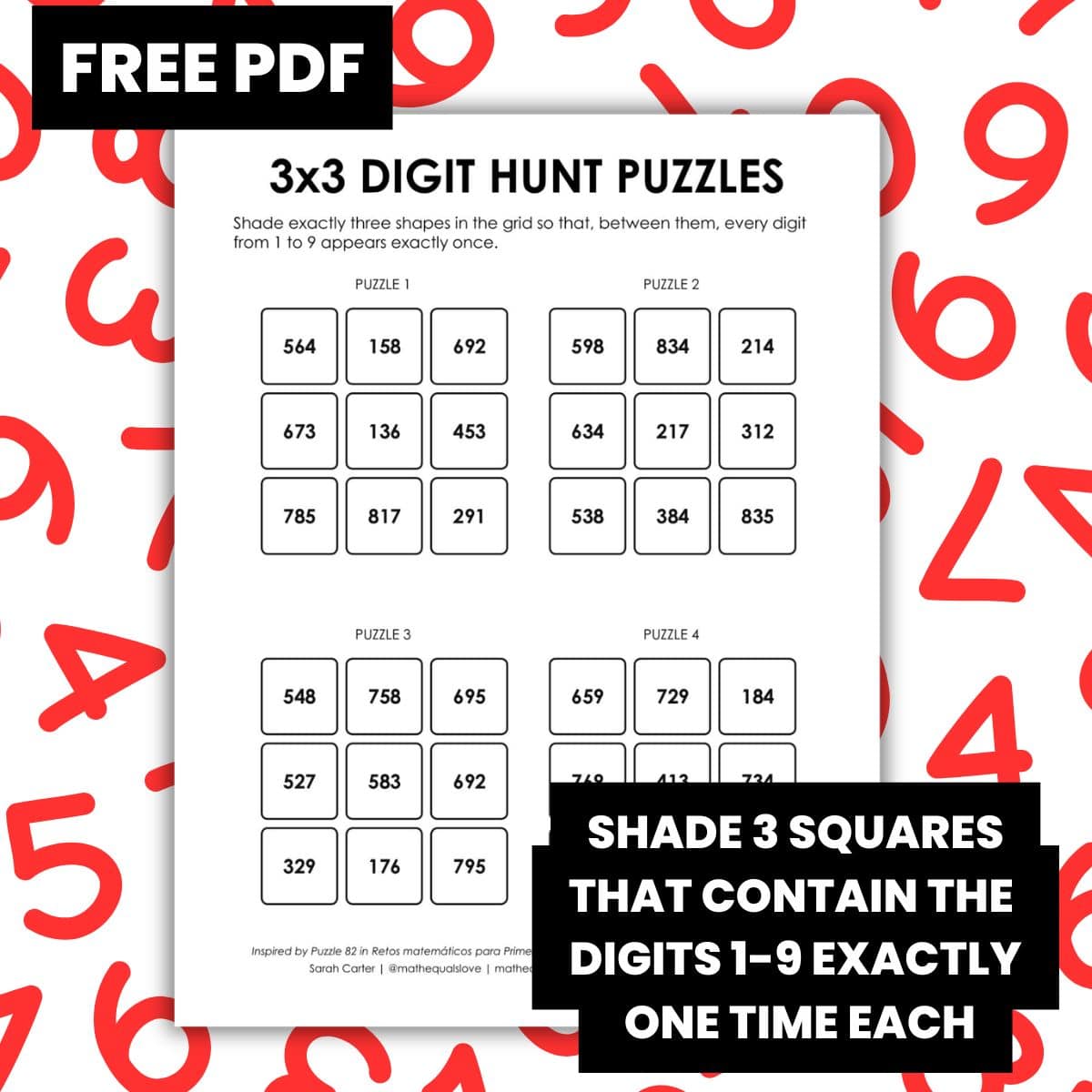 3x3 digit hunt logic puzzles.