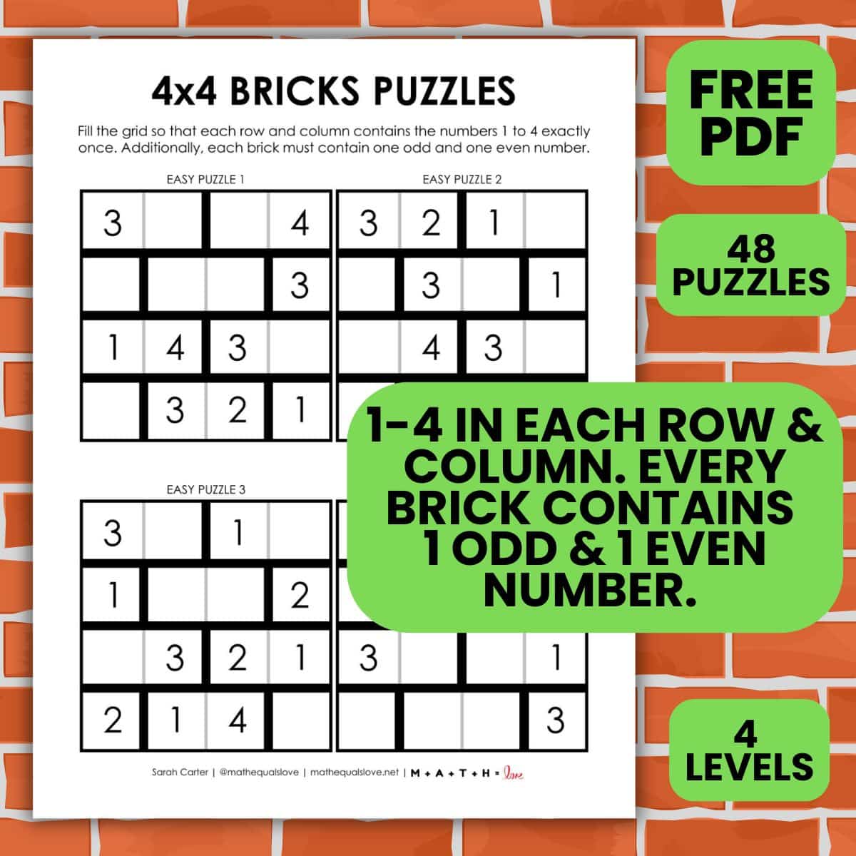 4x4 bricks logic puzzle