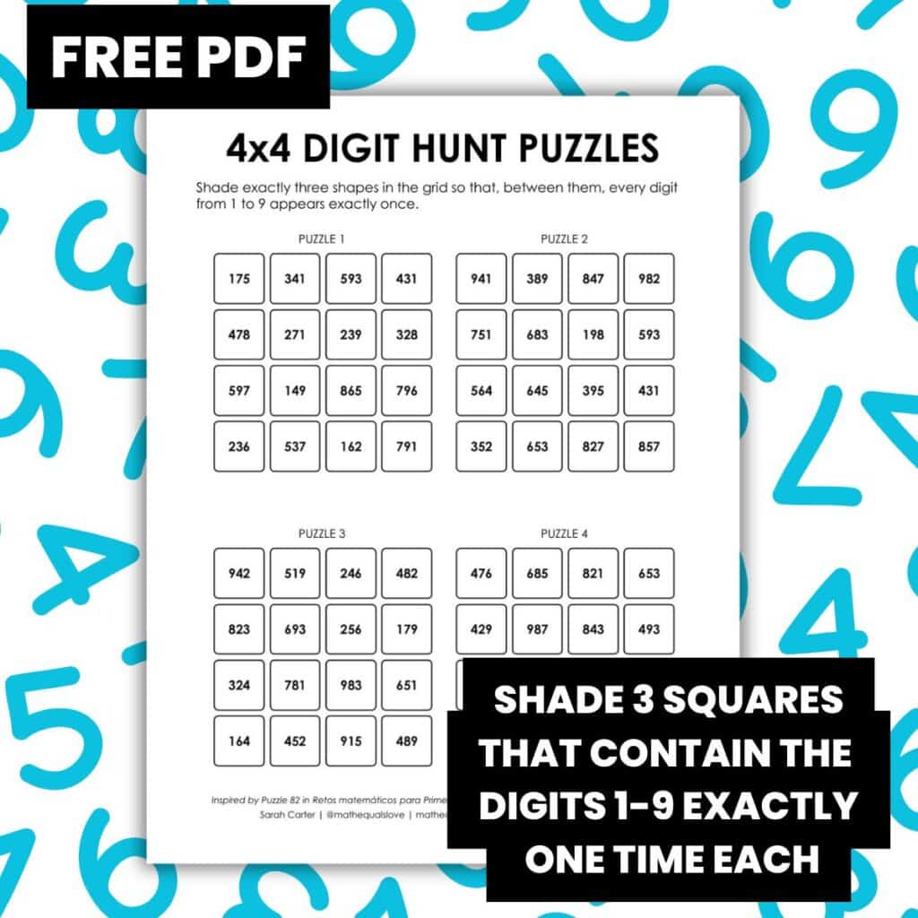 4x4 digit hunt logic puzzles.