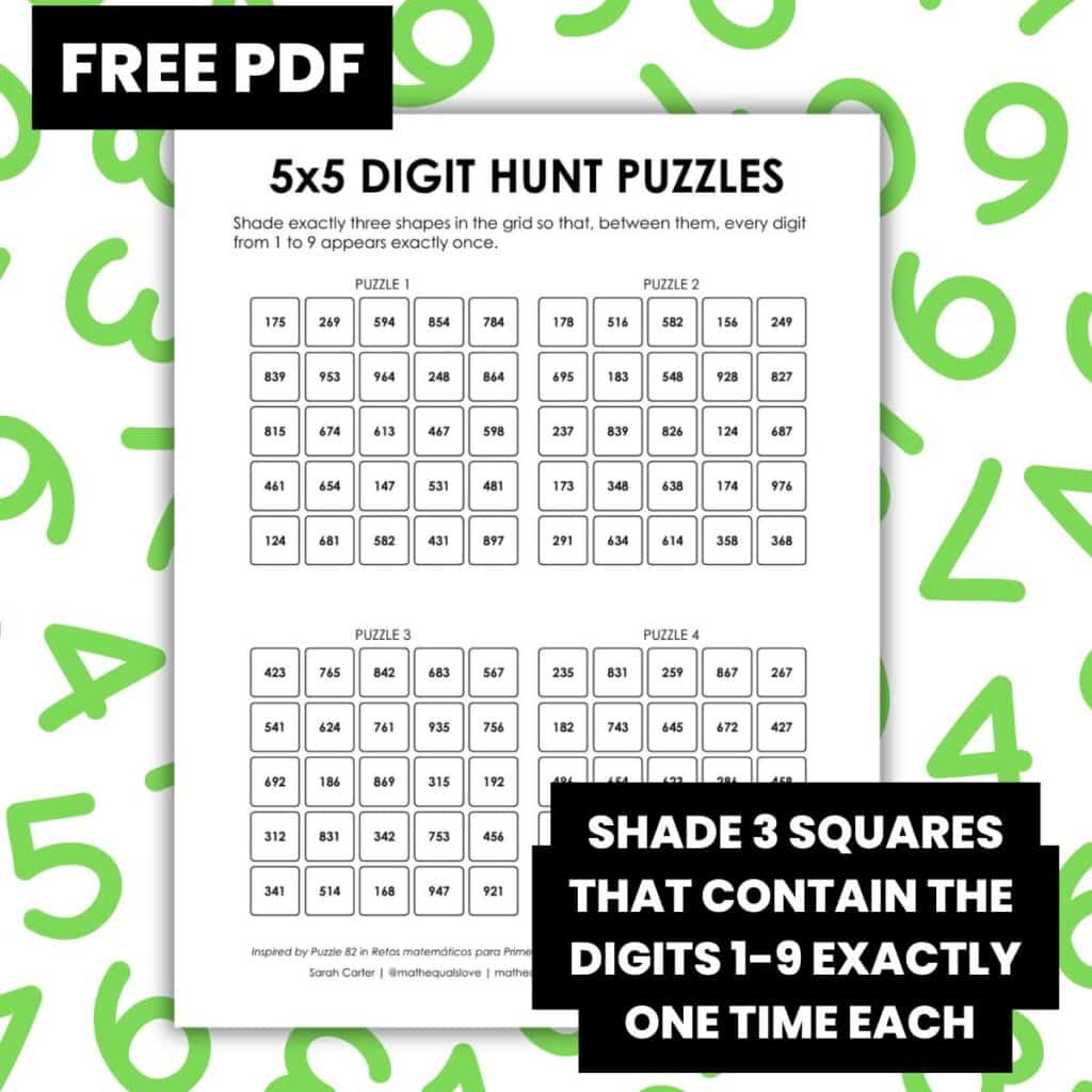 5x5 digit hunt logic puzzles.