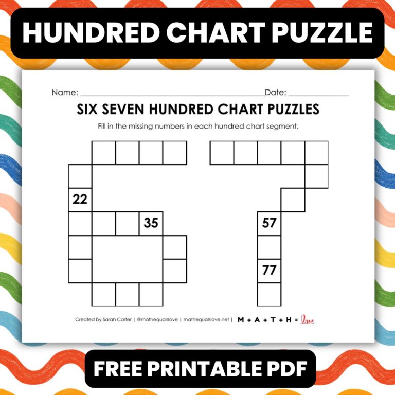 Hundreds Chart Math Puzzle Hundred Chart Puzzle Collection | Math = Love